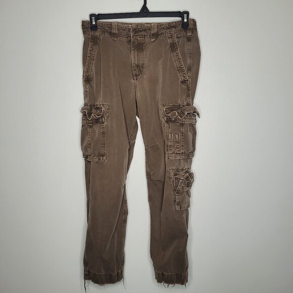 Abercrombie and Fitch brown loose fit cargo fit y2k pants size 30x32 - Picture 1 of 7